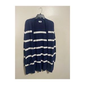 Navy and White Striped Cardigan